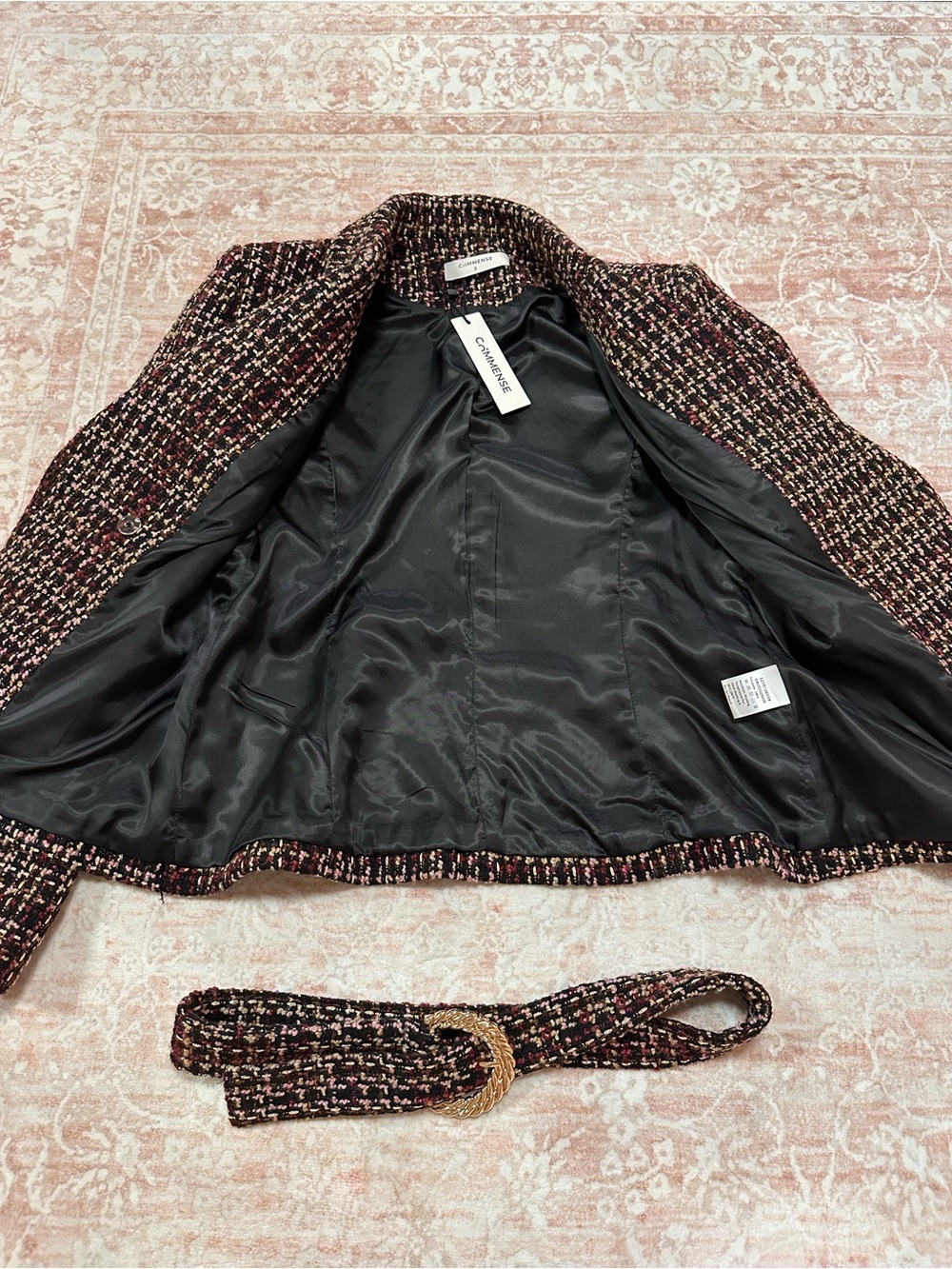 NWT 🥀 Commense Tweed Belted Double Breasted Jacket - Picture 9 of 15